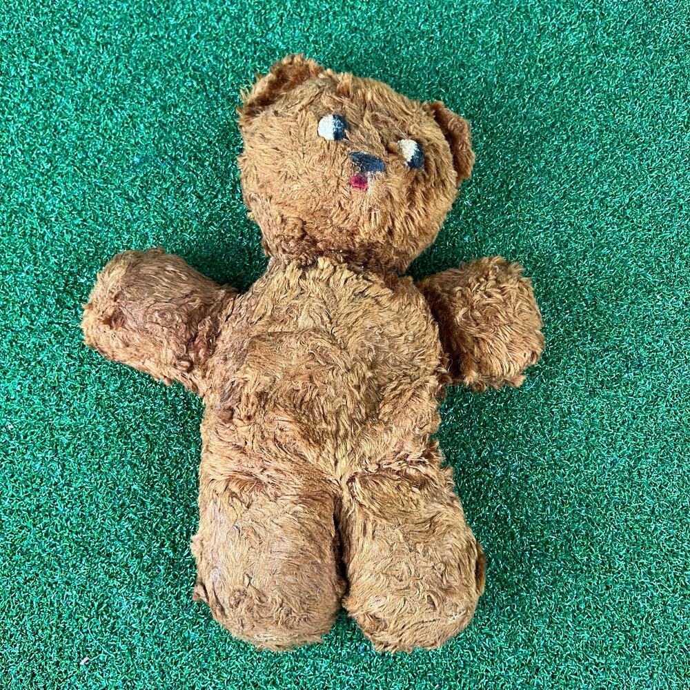 Vintage Primitive Teddy Bear Plush 12" Well Loved Distressed Old Stuffed Toy